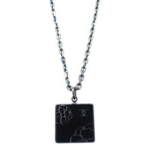 Chanel Silver Black Square Necklace Pendant 02A 153099
